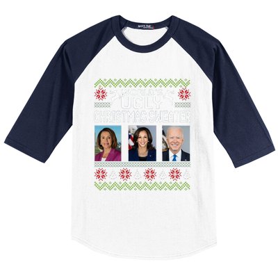 World's Ugly Pelosi Kamala Joe Biden Christmas Sweater Baseball Sleeve Shirt