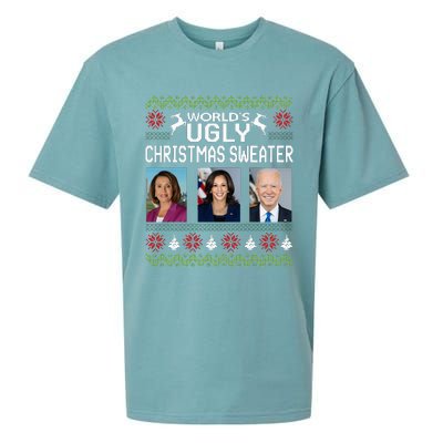 World's Ugly Pelosi Kamala Joe Biden Christmas Sweater Sueded Cloud Jersey T-Shirt