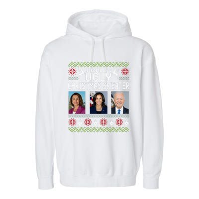 World's Ugly Pelosi Kamala Joe Biden Christmas Sweater Garment-Dyed Fleece Hoodie