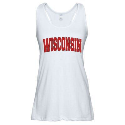 Wisconsin Usa State Wi Varsity Style Vintage Sports Cool Gift Ladies Essential Flowy Tank