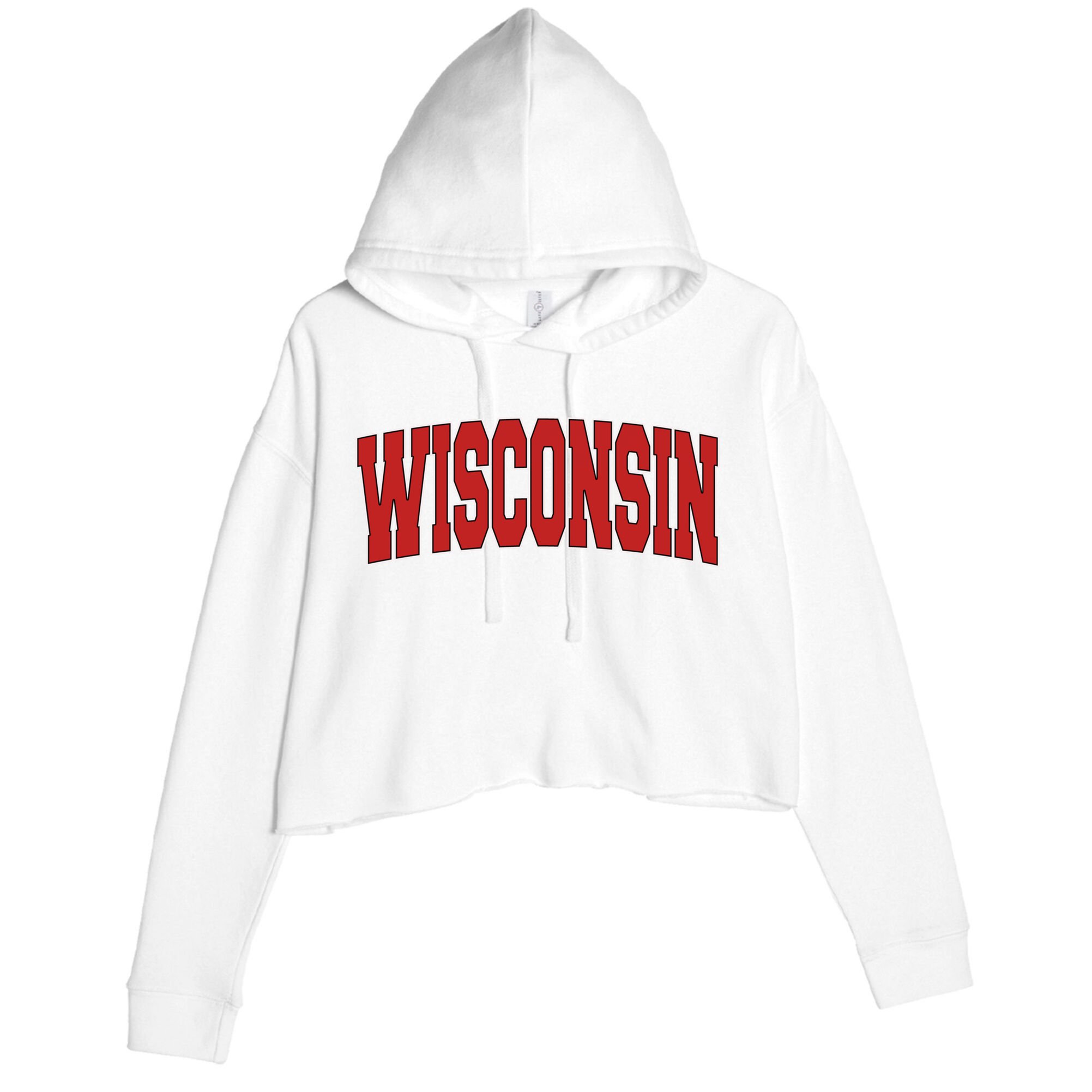 Wisconsin Usa State Wi Varsity Style Vintage Sports Cool Gift Crop Fleece Hoodie