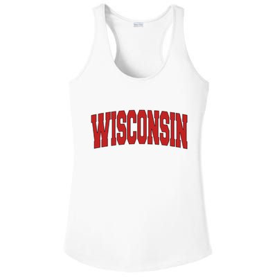 Wisconsin Usa State Wi Varsity Style Vintage Sports Cool Gift Ladies PosiCharge Competitor Racerback Tank