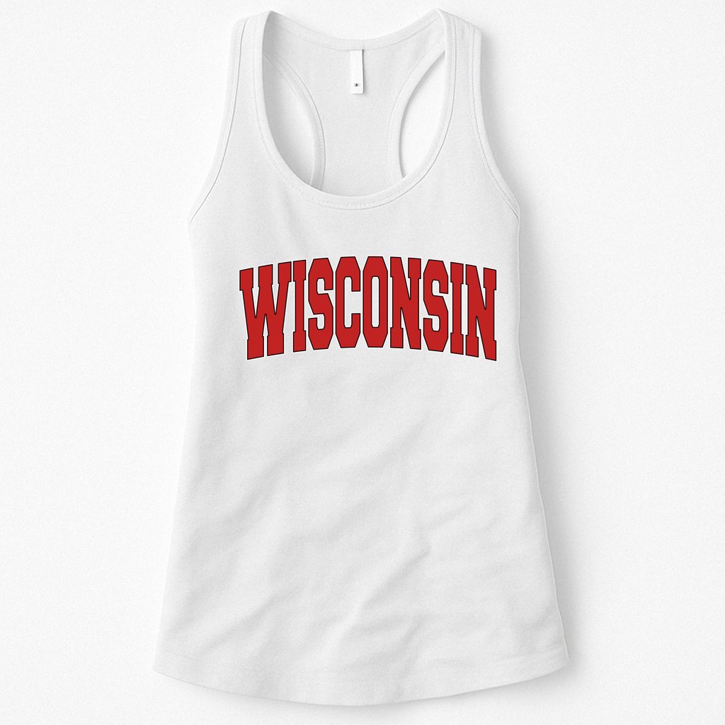 Wisconsin Usa State Wi Varsity Style Vintage Sports Cool Gift Womens Tank Top