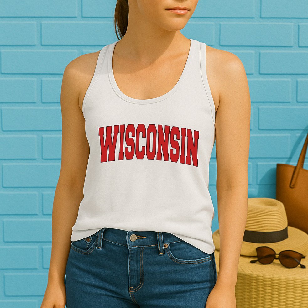 Wisconsin Usa State Wi Varsity Style Vintage Sports Cool Gift Womens Tank Top