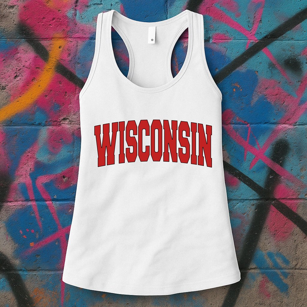 Wisconsin Usa State Wi Varsity Style Vintage Sports Cool Gift Womens Tank Top