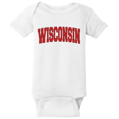 Wisconsin Usa State Wi Varsity Style Vintage Sports Cool Gift Baby Bodysuit