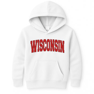 Wisconsin Usa State Wi Varsity Style Vintage Sports Cool Gift Kids Hoodie