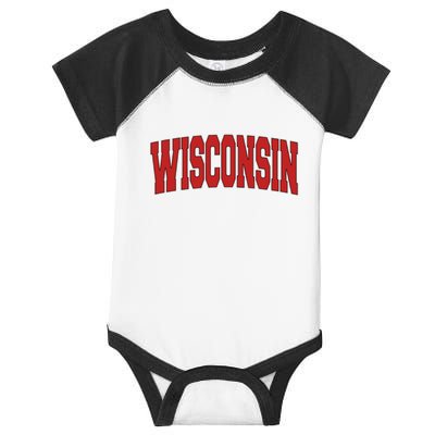 Wisconsin Usa State Wi Varsity Style Vintage Sports Cool Gift Infant Baby Jersey Bodysuit