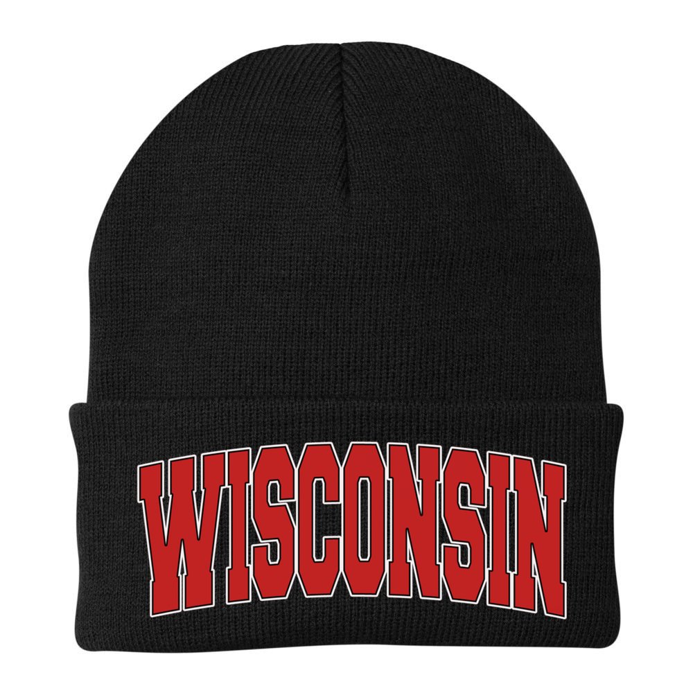 Wisconsin Usa State Wi Varsity Style Vintage Sports Cute Gift Beanie