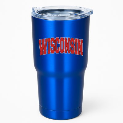 Wisconsin Usa State Wi Varsity Style Vintage Sports Cute Gift Tumbler