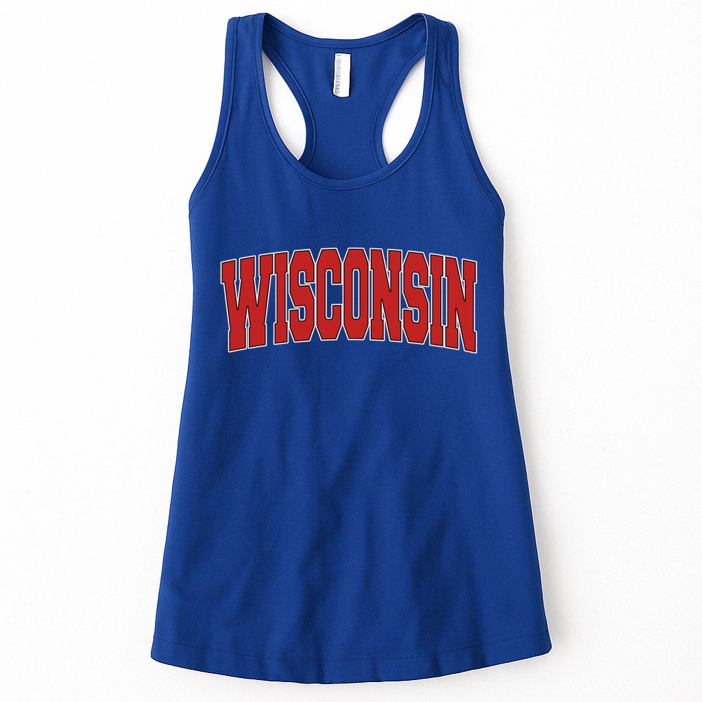 Wisconsin Usa State Wi Varsity Style Vintage Sports Cute Gift Womens Tank Top