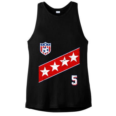 WomenS Us Soccer Jersey Number 5 Ladies PosiCharge Tri-Blend Wicking Tank