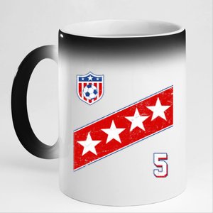 WomenS Us Soccer Jersey Number 5 11oz Black Color Changing Mug