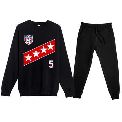 WomenS Us Soccer Jersey Number 5 Premium Crewneck Sweatsuit Set