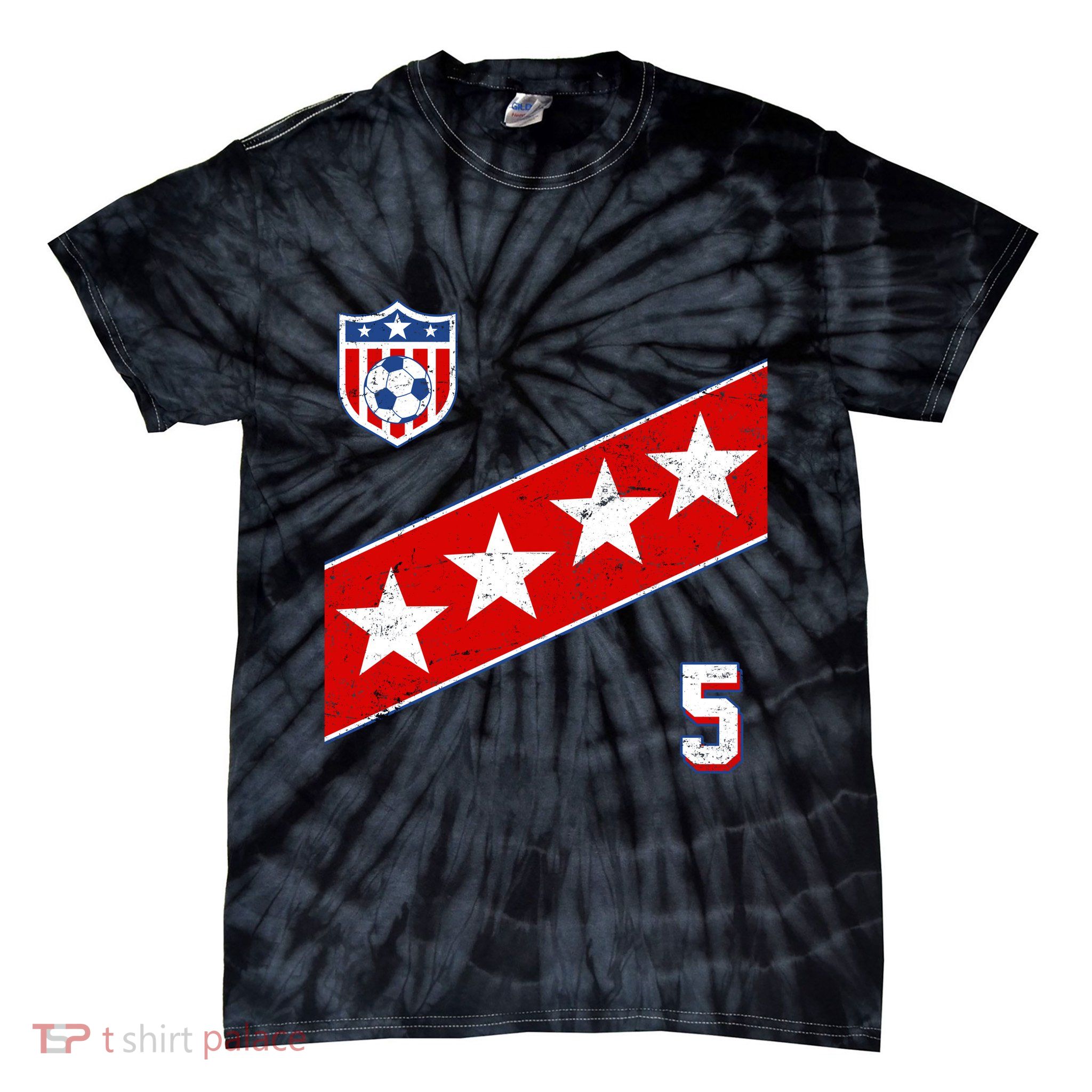 WomenS Us Soccer Jersey Number 5 Tie-Dye T-Shirt