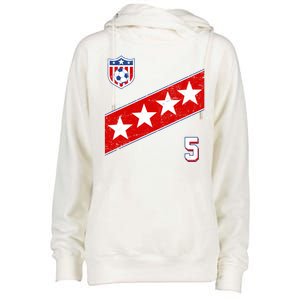 WomenS Us Soccer Jersey Number 5 Womens Funnel Neck Pullover Hood