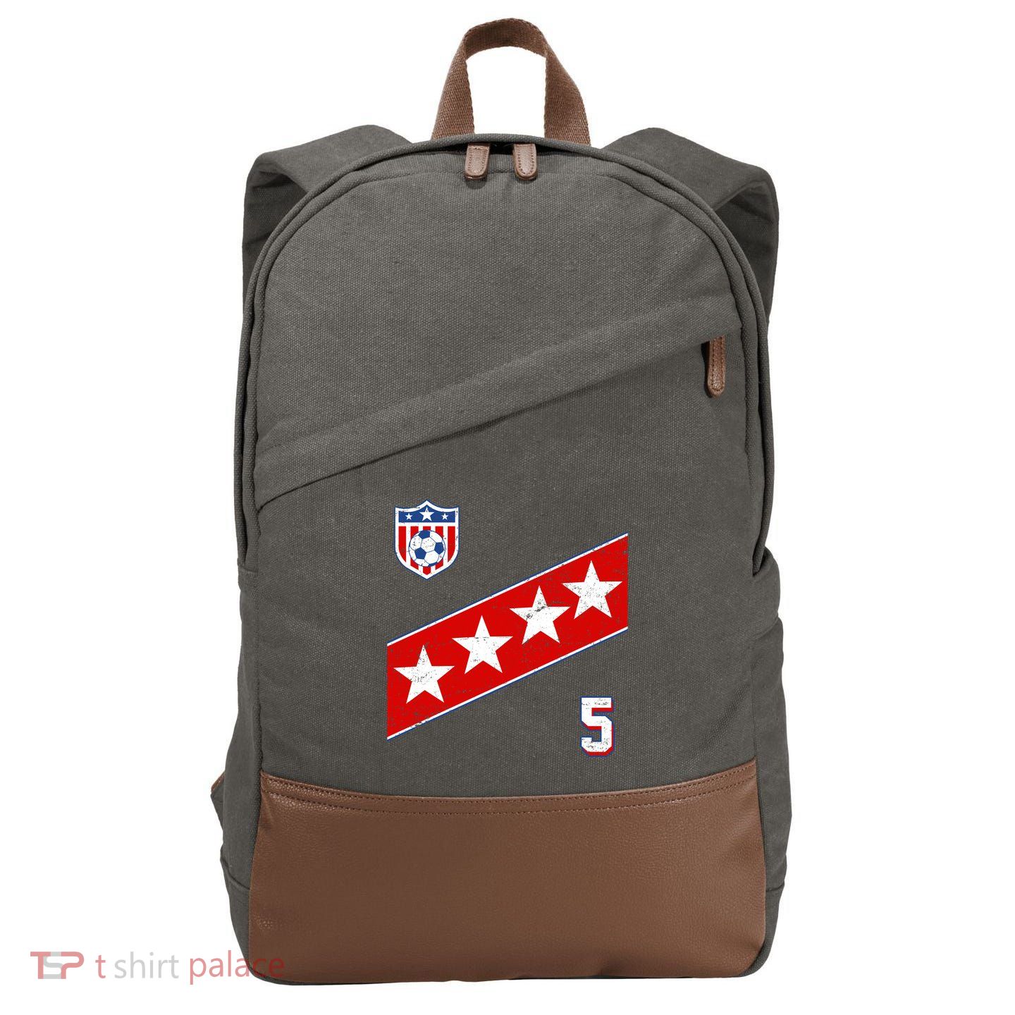 WomenS Us Soccer Jersey Number 5 Cotton Canvas Backpack