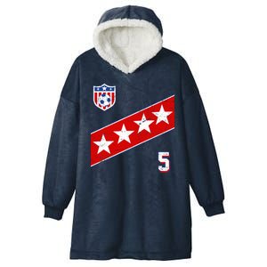 WomenS Us Soccer Jersey Number 5 Hooded Wearable Blanket