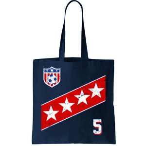 WomenS Us Soccer Jersey Number 5 Tote Bag