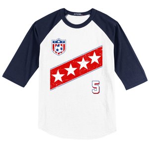 WomenS Us Soccer Jersey Number 5 Baseball Sleeve Shirt