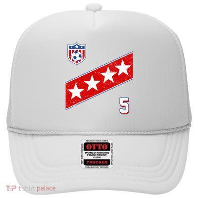 WomenS Us Soccer Jersey Number 5 High Crown Mesh Back Trucker Hat