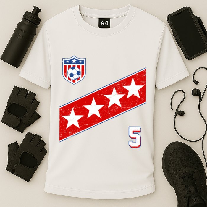 WomenS Us Soccer Jersey Number 5 Cooling Performance Crew T-Shirt