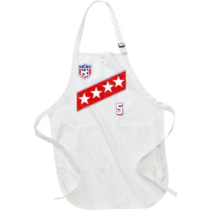 WomenS Us Soccer Jersey Number 5 Full-Length Apron With Pockets