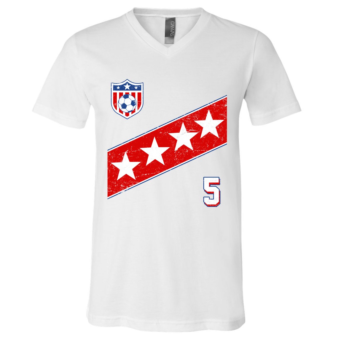 WomenS Us Soccer Jersey Number 5 V-Neck T-Shirt