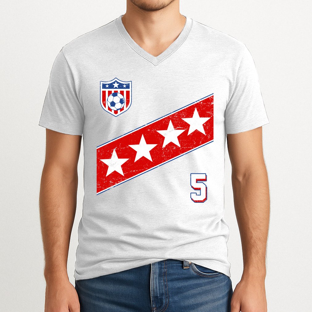 WomenS Us Soccer Jersey Number 5 V-Neck T-Shirt