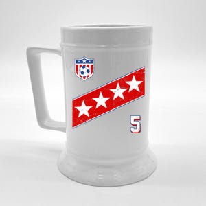 WomenS Us Soccer Jersey Number 5 Beer Stein