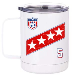 WomenS Us Soccer Jersey Number 5 12 oz Stainless Steel Tumbler Cup