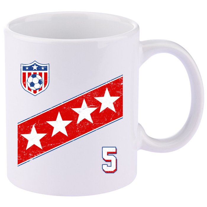 WomenS Us Soccer Jersey Number 5 11oz C Handle Ceramic Mug