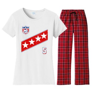 WomenS Us Soccer Jersey Number 5 Women's Flannel Pajama Set