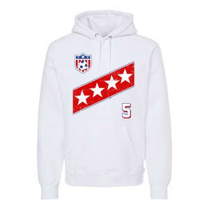 WomenS Us Soccer Jersey Number 5 Premium Hoodie