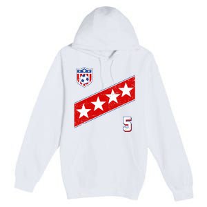 WomenS Us Soccer Jersey Number 5 Premium Pullover Hoodie