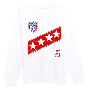 WomenS Us Soccer Jersey Number 5 Premium Crewneck Sweatshirt