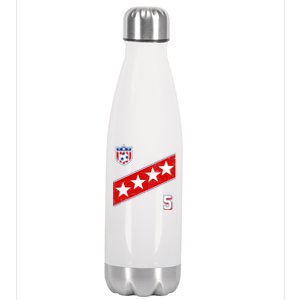 WomenS Us Soccer Jersey Number 5 Stainless Steel Insulated Water Bottle