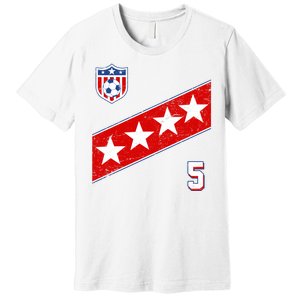 WomenS Us Soccer Jersey Number 5 Premium T-Shirt