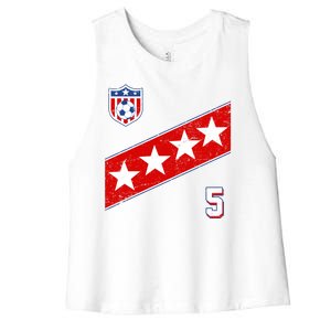 WomenS Us Soccer Jersey Number 5 Women's Racerback Cropped Tank