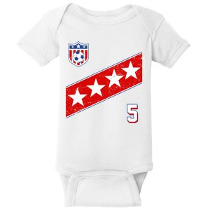 WomenS Us Soccer Jersey Number 5 Baby Bodysuit