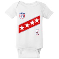 WomenS Us Soccer Jersey Number 5 Baby Bodysuit