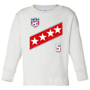 WomenS Us Soccer Jersey Number 5 Toddler Long Sleeve Shirt