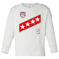 WomenS Us Soccer Jersey Number 5 Toddler Long Sleeve Shirt