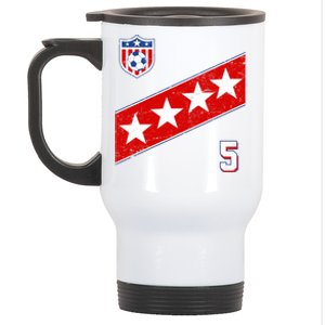 WomenS Us Soccer Jersey Number 5 Stainless Steel Travel Mug