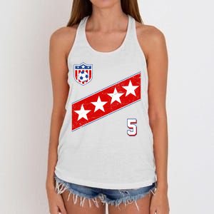 WomenS Us Soccer Jersey Number 5 Women's Knotted Racerback Tank