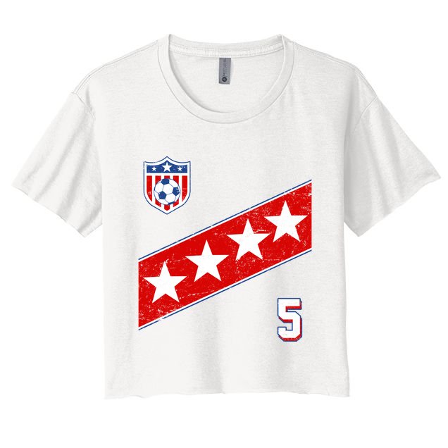 WomenS Us Soccer Jersey Number 5 Crop Top