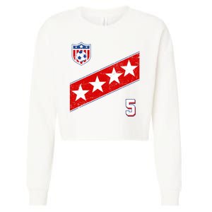 WomenS Us Soccer Jersey Number 5 Cropped Pullover Crew