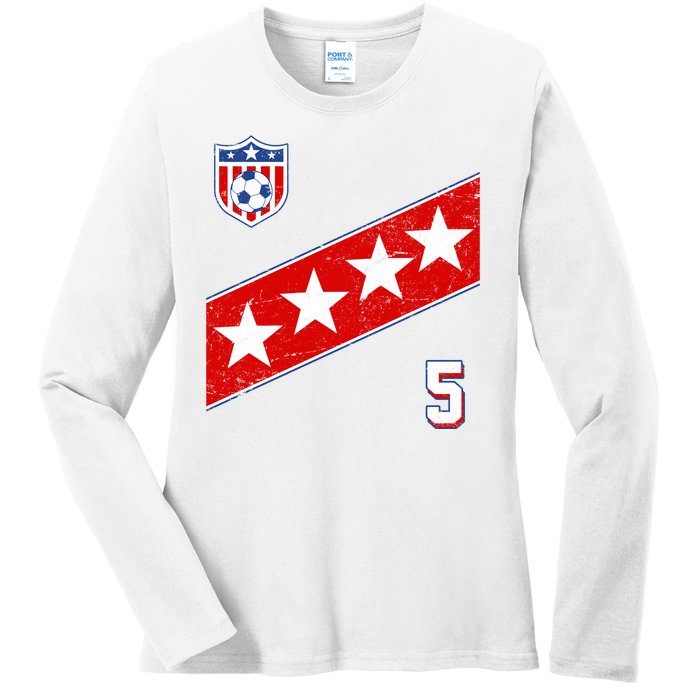 WomenS Us Soccer Jersey Number 5 Ladies Long Sleeve Shirt