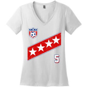 WomenS Us Soccer Jersey Number 5 Women's V-Neck T-Shirt