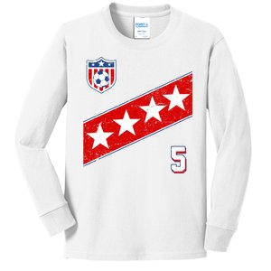 WomenS Us Soccer Jersey Number 5 Kids Long Sleeve Shirt